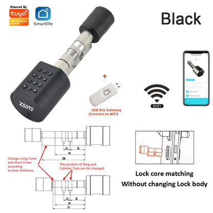 APP Fingerprint Cylinder Smart Door Lock with Keypad black-and-gateway by HitMyNeed