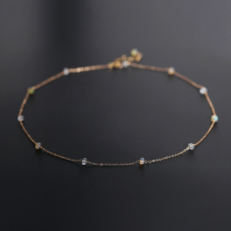 Aquamarine Stones Necklace with 14K Gold Chain by HitMyNeed