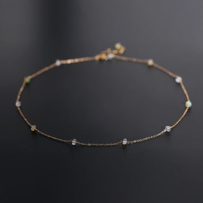Aquamarine Stones Necklace with 14K Gold Chain by HitMyNeed