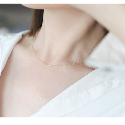Aquamarine Stones Necklace with 14K Gold Chain by HitMyNeed