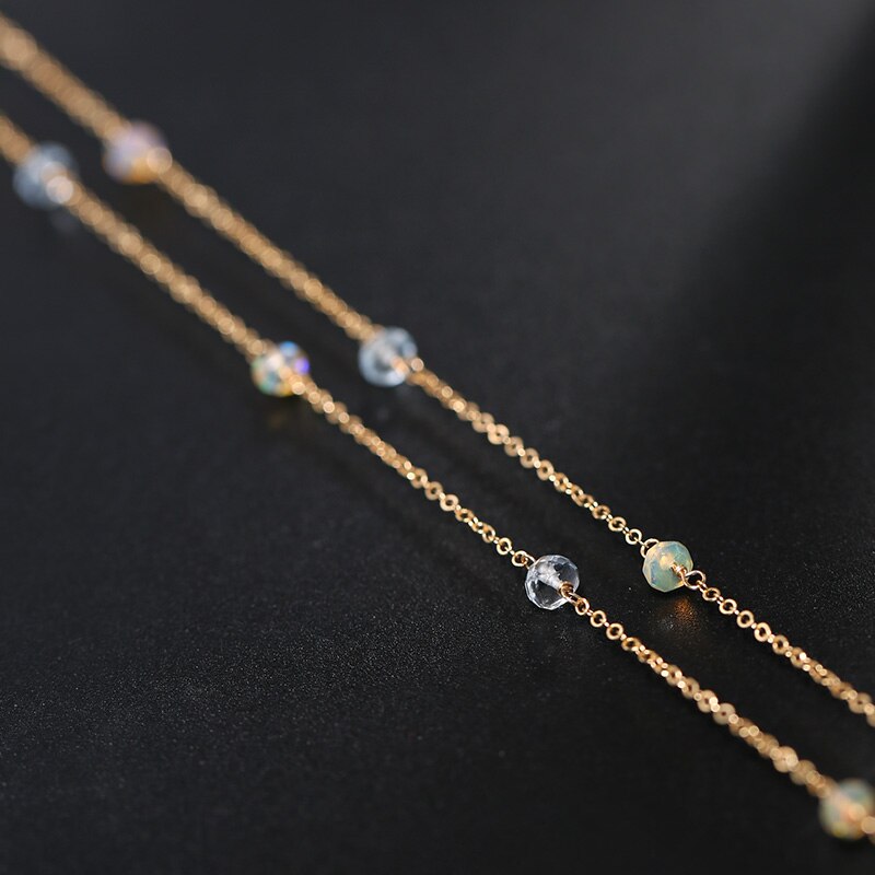 Aquamarine Stones Necklace with 14K Gold Chain by HitMyNeed