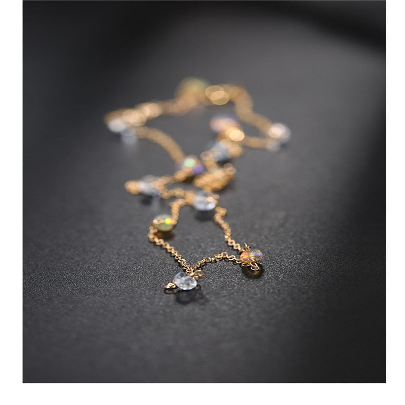 Aquamarine Stones Necklace with 14K Gold Chain by HitMyNeed