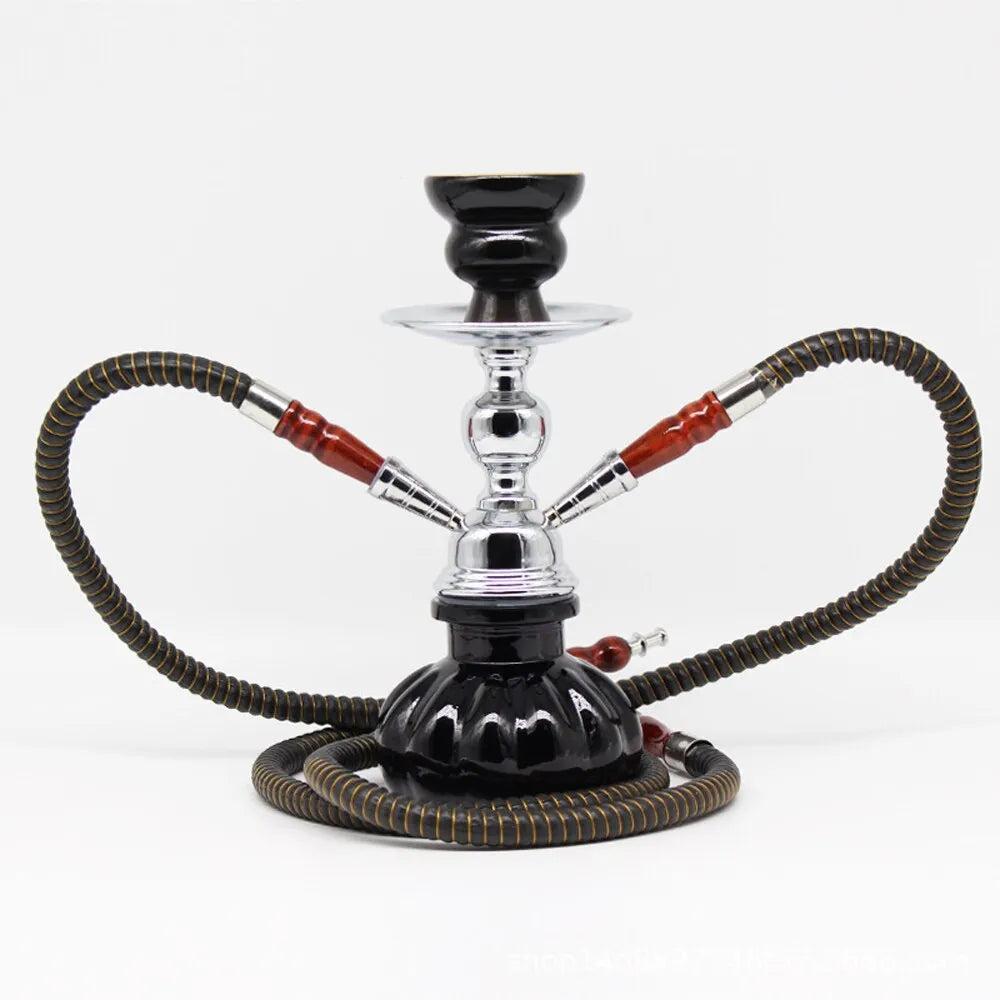 Arabian Glass Hookah with Double Hoses, Travel Size by HitMyNeed