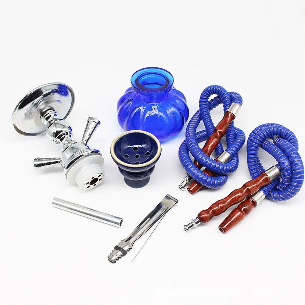 Arabian Glass Hookah with Double Hoses, Travel Size by HitMyNeed