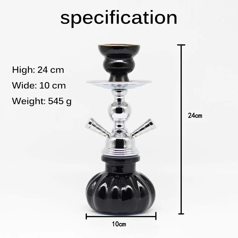 Arabian Glass Hookah with Double Hoses, Travel Size by HitMyNeed