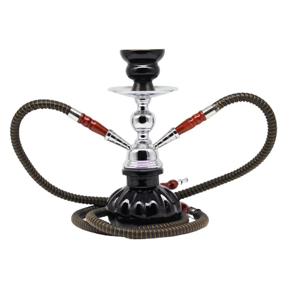 Arabian Glass Hookah with Double Hoses, Travel Size black by HitMyNeed