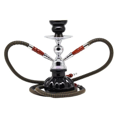 Arabian Glass Hookah with Double Hoses, Travel Size black by HitMyNeed