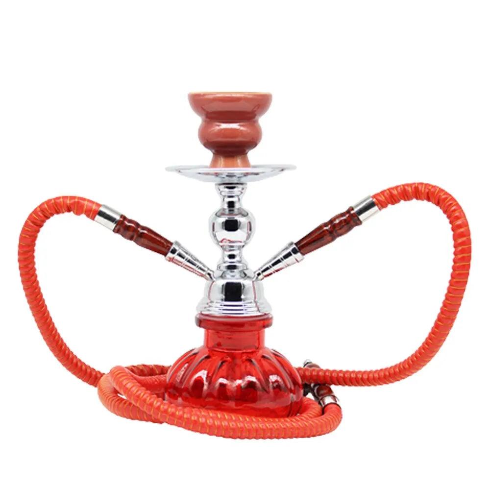 Arabian Glass Hookah with Double Hoses, Travel Size red by HitMyNeed