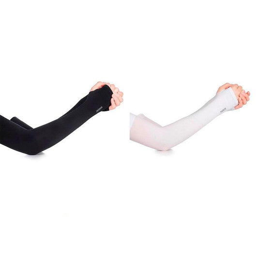 Arm Sun Protection Sleeves (2 Pairs, Black & White) by HitMyNeed