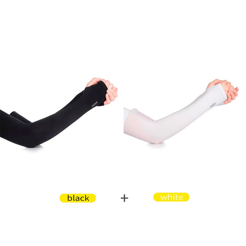 Arm Sun Protection Sleeves (2 Pairs, Black & White) by HitMyNeed