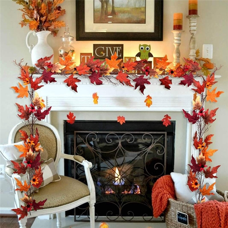Artificial Autumn Leaves Garland 2.4m by HitMyNeed