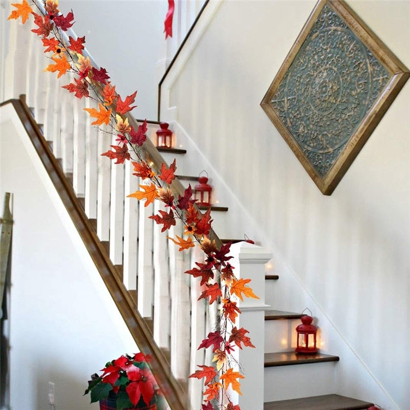Artificial Autumn Leaves Garland 2.4m by HitMyNeed
