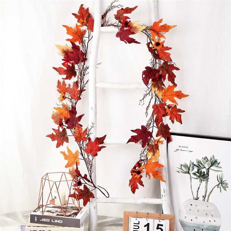 Artificial Autumn Leaves Garland 2.4m by HitMyNeed