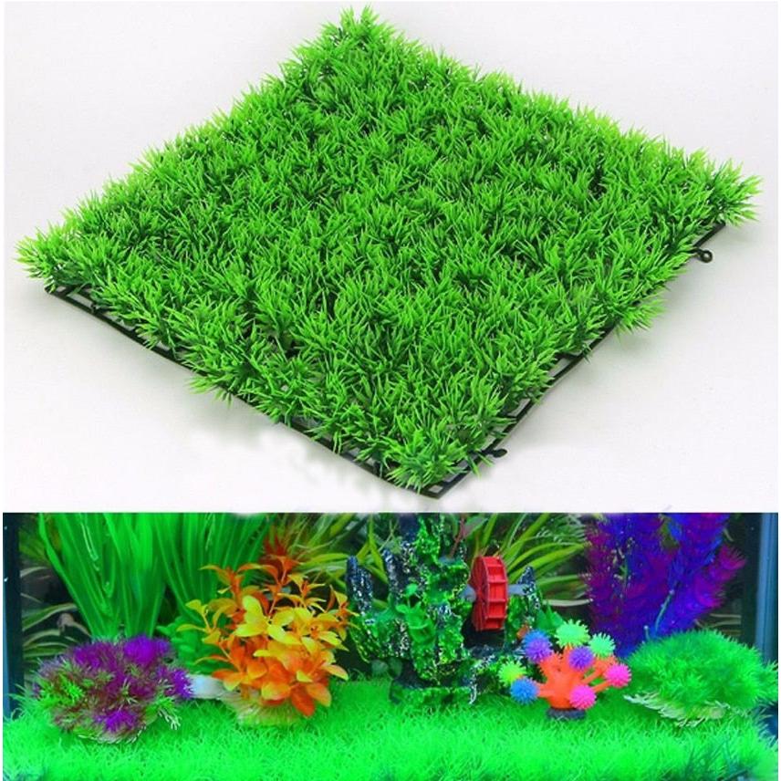 Artificial Grass Mat for Aquarium Tank Decor 23x23cm by HitMyNeed