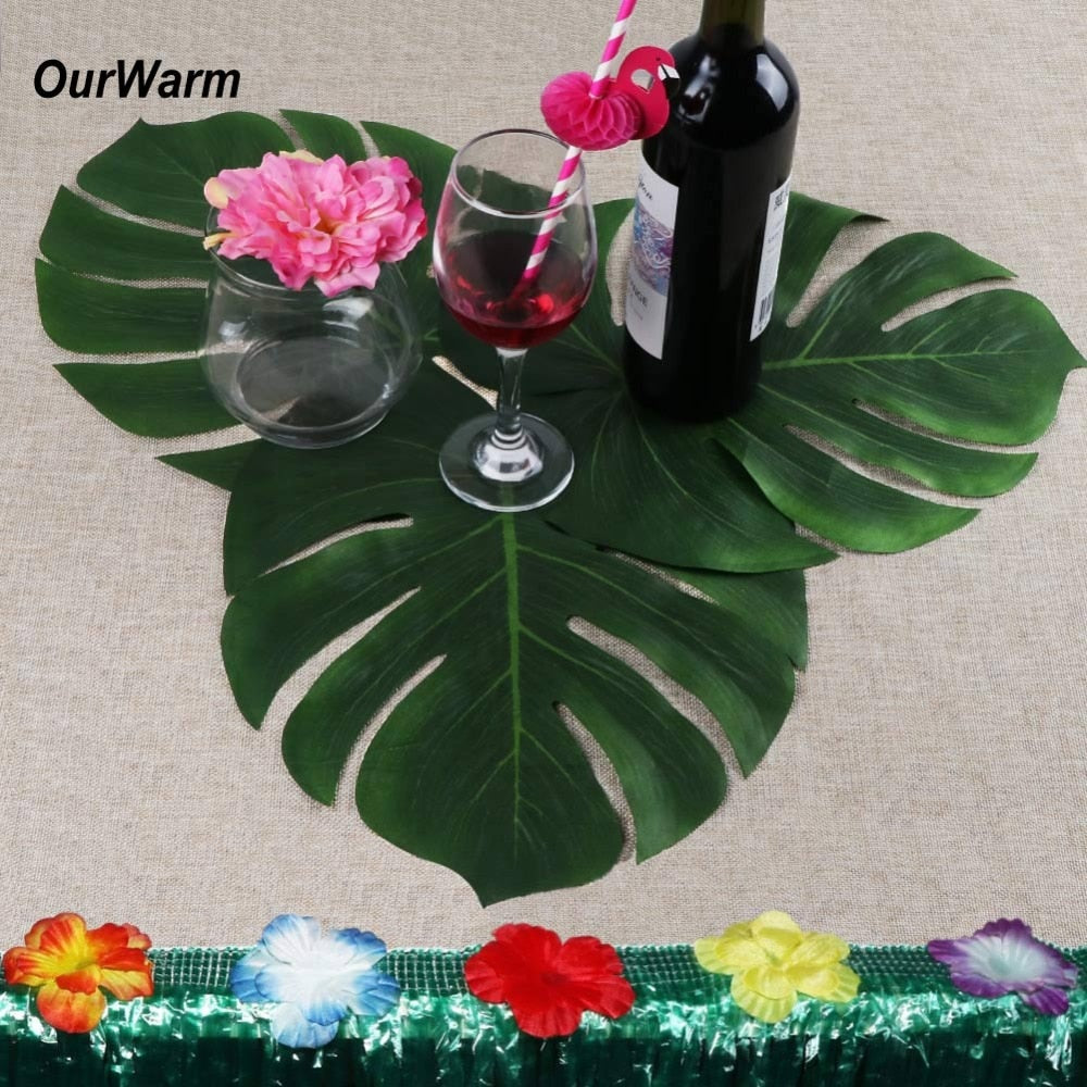 Artificial Green Tropical Leaf Placemats, 12-Pack by HitMyNeed