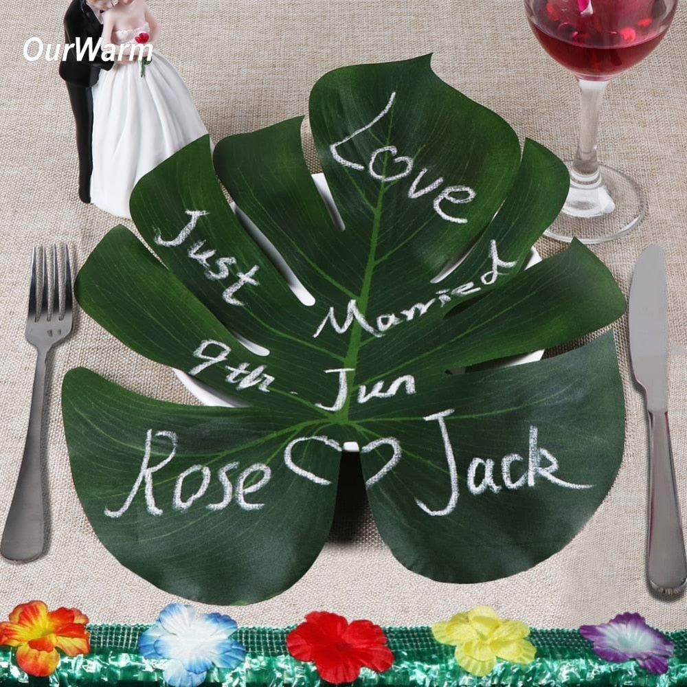 Artificial Green Tropical Leaf Placemats, 12-Pack by HitMyNeed