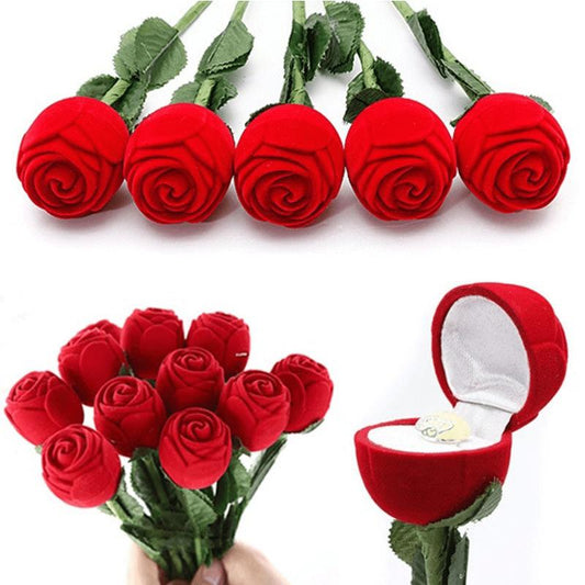 Artificial Long Stem Rose Ring Box by HitMyNeed