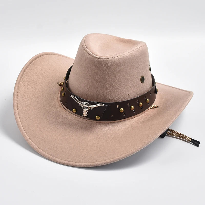 Artificial Suede Vintage Western Cowboy Hat champagne by HitMyNeed