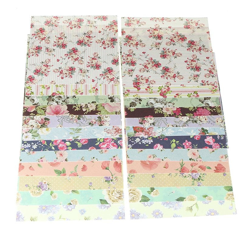 Assorted Floral Scrapbook Paper 15 x 15cm, 48 Sheets by HitMyNeed