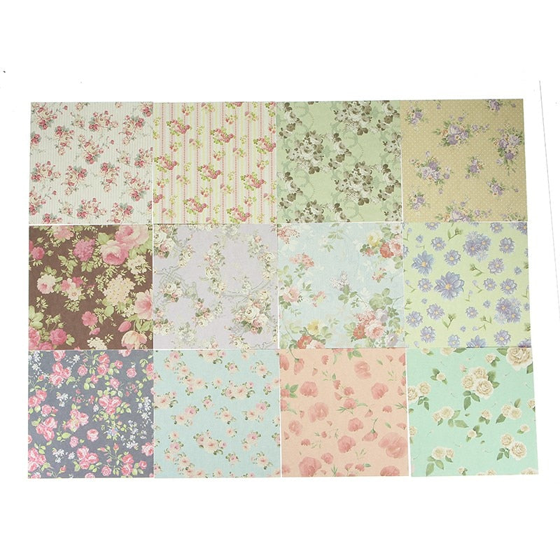 Assorted Floral Scrapbook Paper 15 x 15cm, 48 Sheets by HitMyNeed