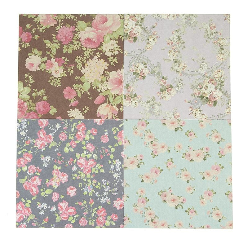 Assorted Floral Scrapbook Paper 15 x 15cm, 48 Sheets by HitMyNeed