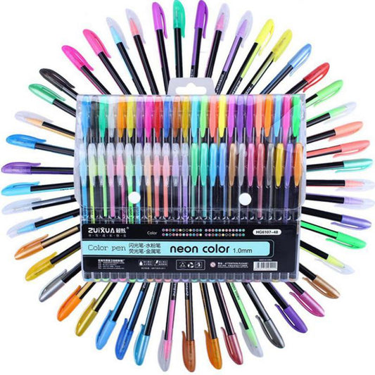 Assorted Gel Coloring Pens Set, 48 Colors by HitMyNeed