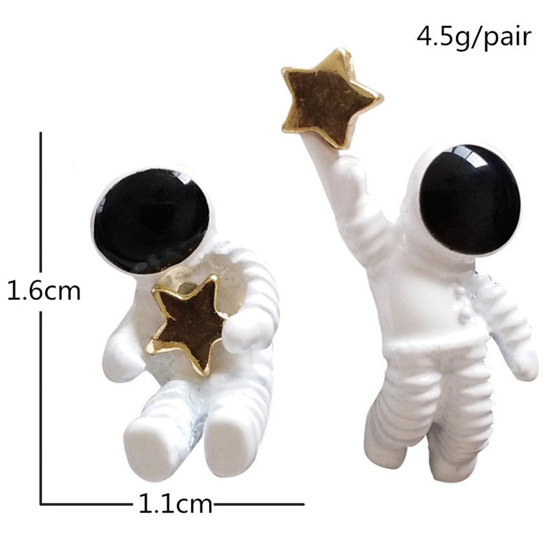 Asymmetrical Astronaut Stud Earrings (1 Pair) by HitMyNeed