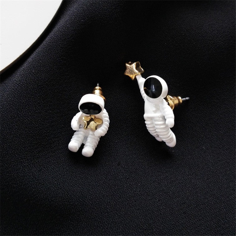 Asymmetrical Astronaut Stud Earrings (1 Pair) by HitMyNeed