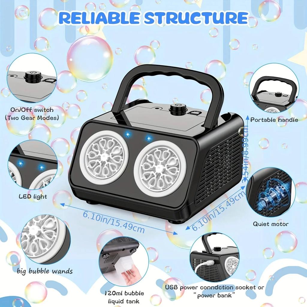 Automatic Bubble Machine with 2 Fans & LED Lights by HitMyNeed