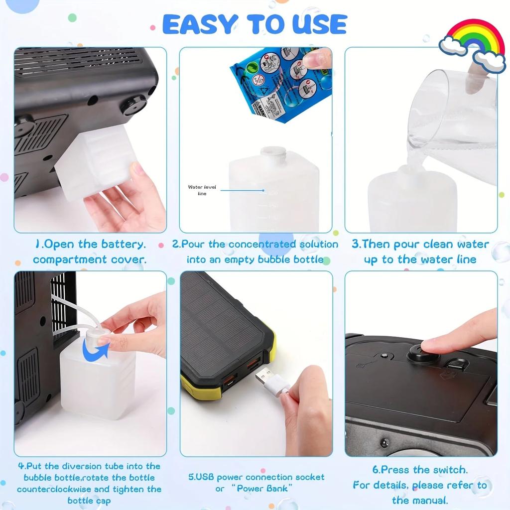 Automatic Bubble Machine with 2 Fans & LED Lights by HitMyNeed