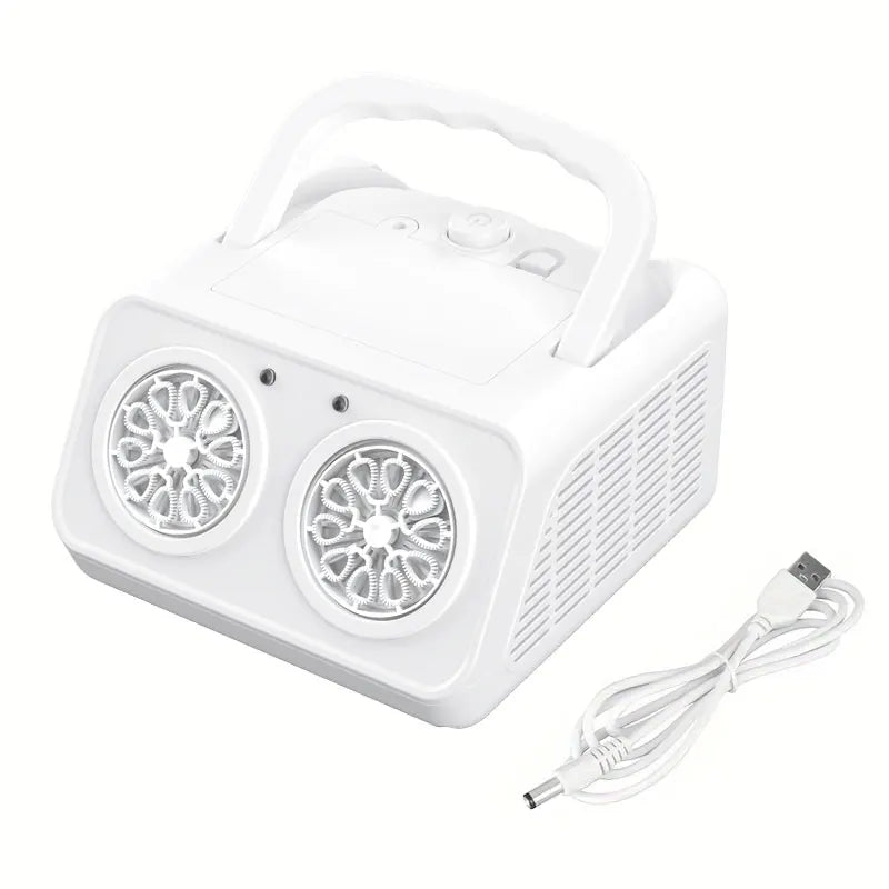 Automatic Bubble Machine with 2 Fans & LED Lights white by HitMyNeed