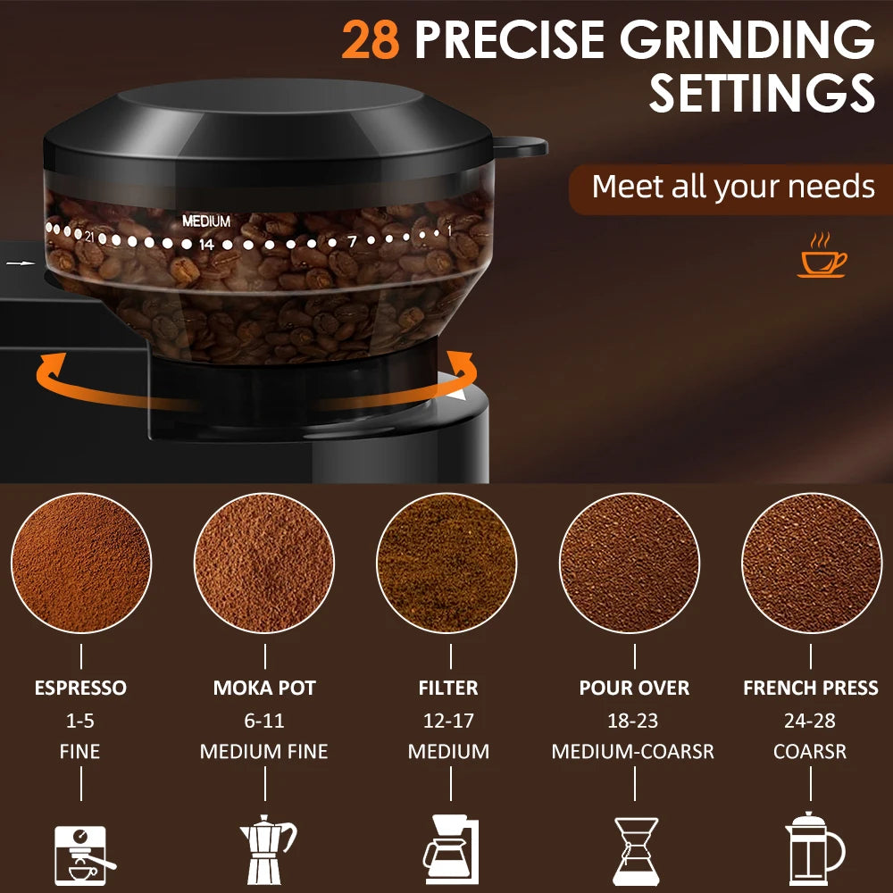 Automatic Burr Coffee Grinder with 28 Grind Settings by HitMyNeed
