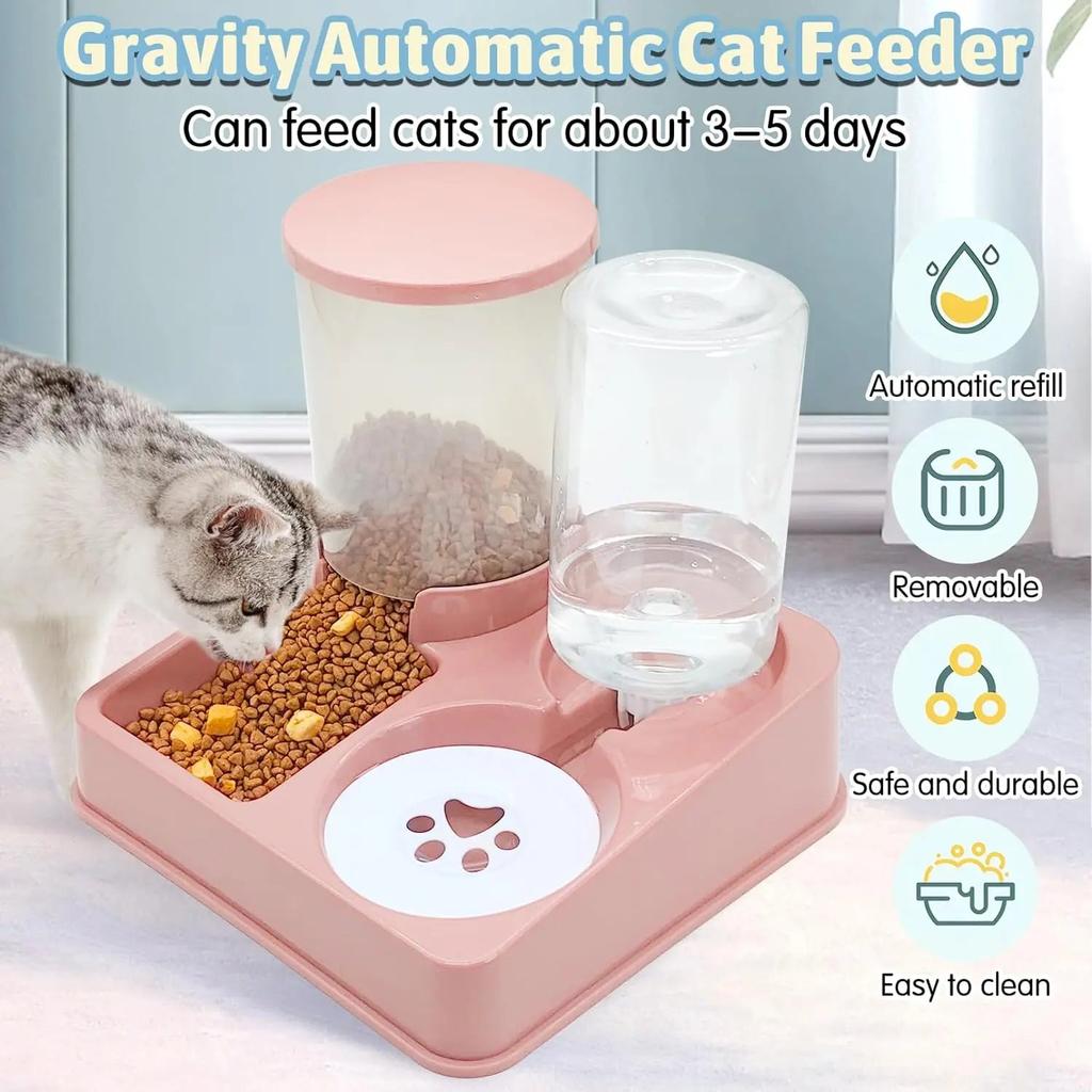 Automatic Cat Feeder & Water Dispenser 2‑in‑1 Tilted Set by HitMyNeed