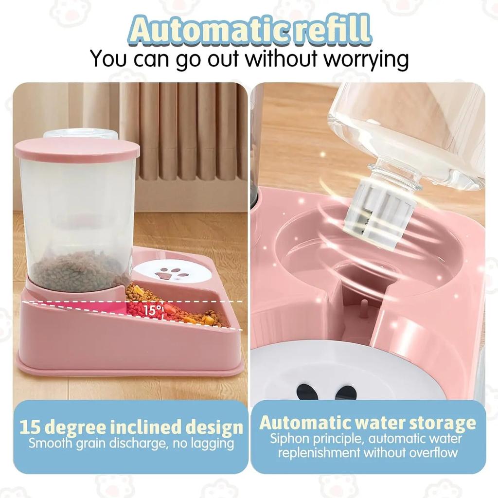 Automatic Cat Feeder & Water Dispenser 2‑in‑1 Tilted Set by HitMyNeed
