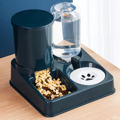 Automatic Cat Feeder & Water Dispenser 2‑in‑1 Tilted Set blue by HitMyNeed