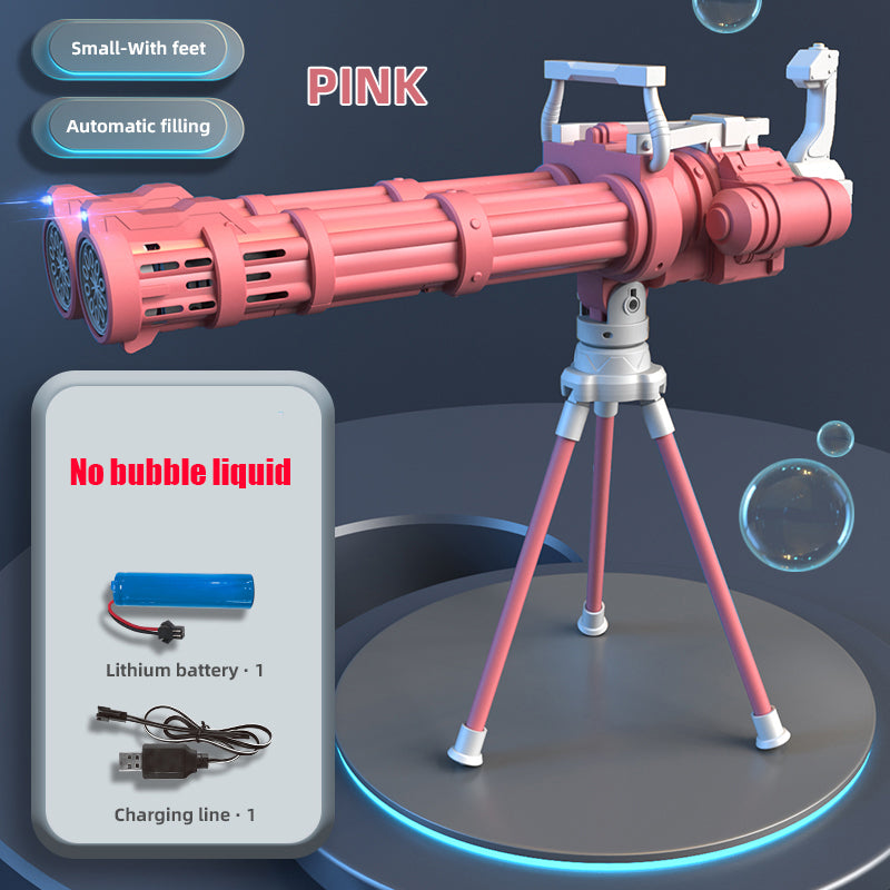 Automatic Double-Tube Rocket Bubble Gun for Kids pink-with-bracket by HitMyNeed