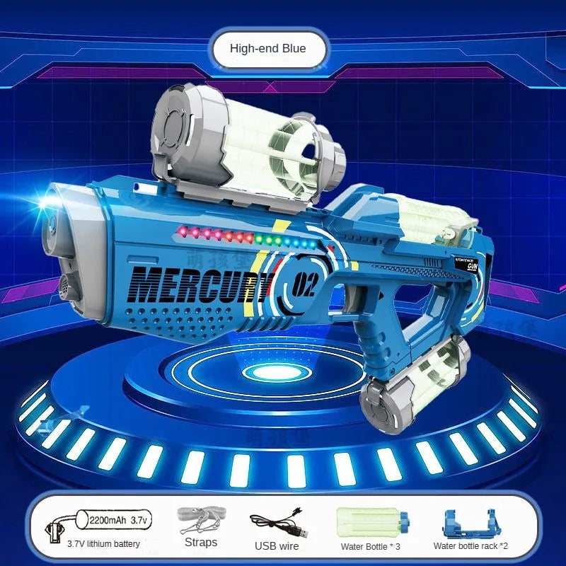 Automatic Electric Water Gun with Lights for Kids blue-3-bottle by HitMyNeed