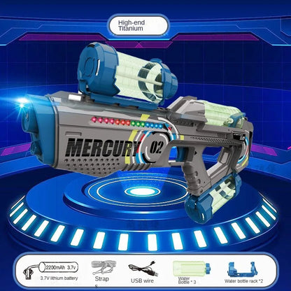 Automatic Electric Water Gun with Lights for Kids grey-3-bottle by HitMyNeed