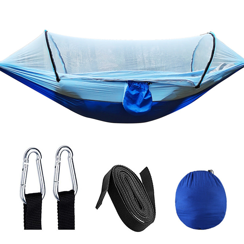 Automatic Mosquito Net Camping Hammock 260x140cm blue by HitMyNeed