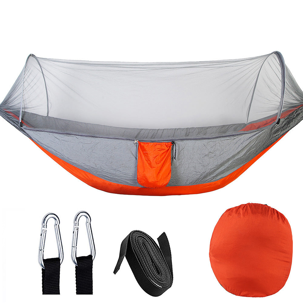 Automatic Mosquito Net Camping Hammock with Poles orange by HitMyNeed