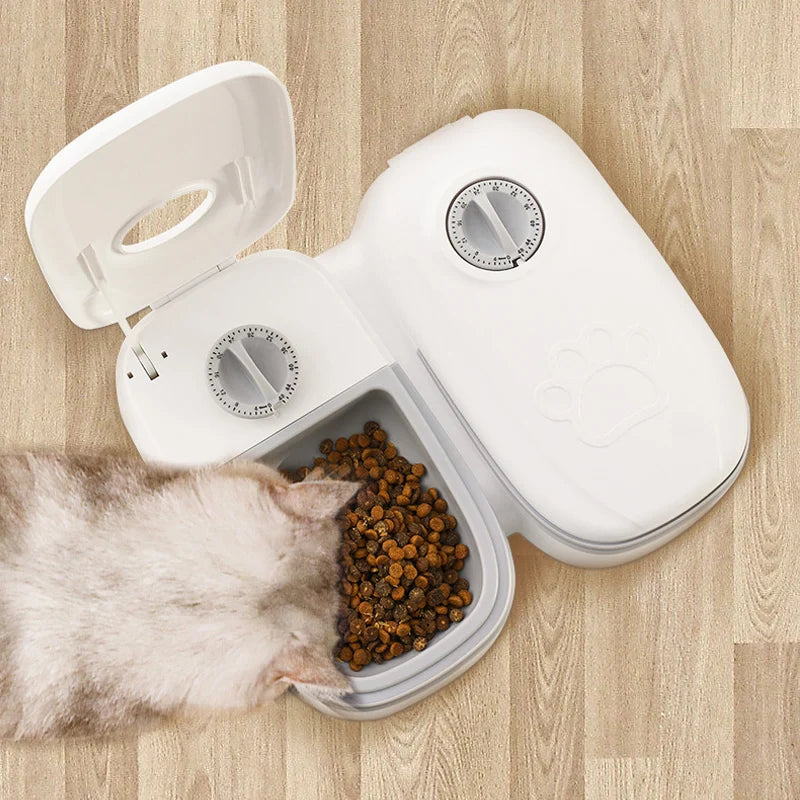 Automatic Pet Feeder 350ml with Double Bowl Timer by HitMyNeed