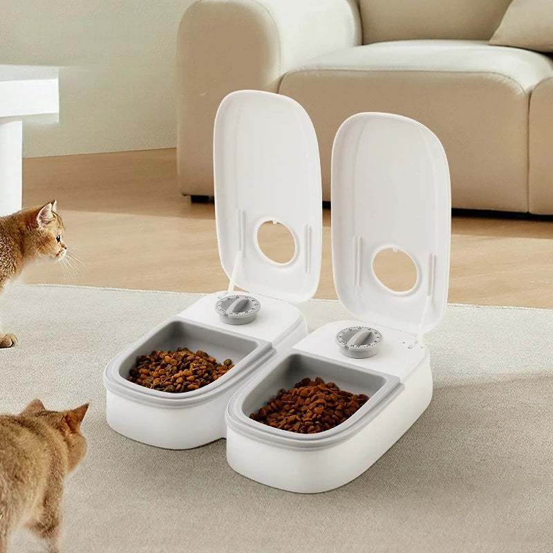 Automatic Pet Feeder 350ml with Double Bowl Timer by HitMyNeed