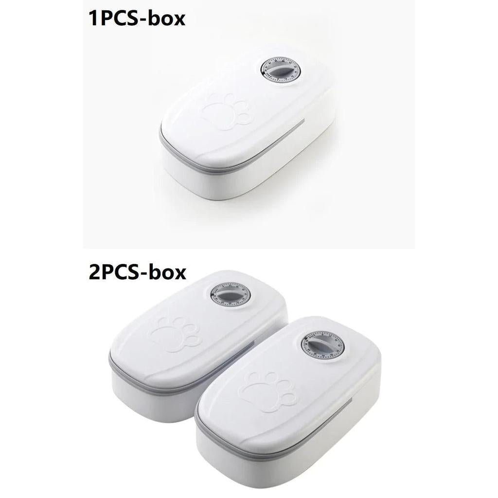 Automatic Pet Feeder 350ml with Double Bowl Timer grey 2pcs-box by HitMyNeed
