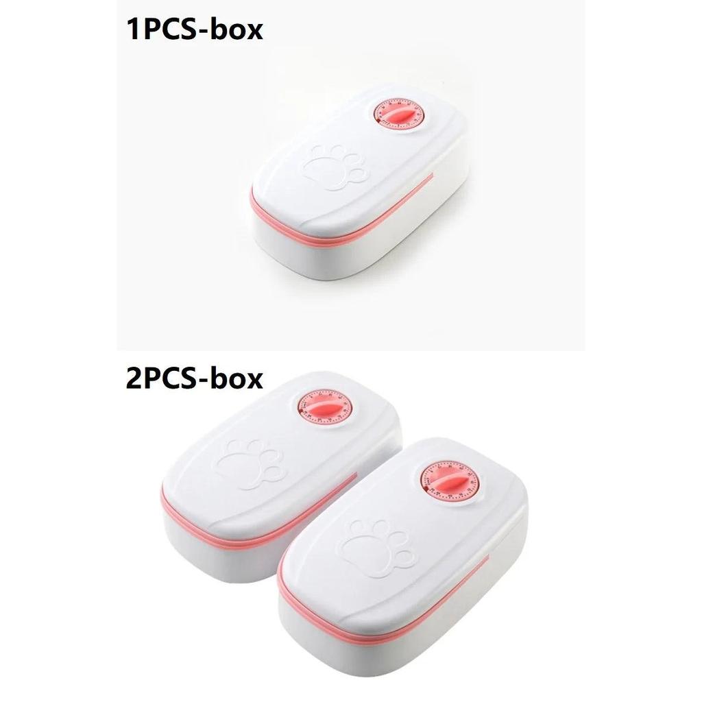 Automatic Pet Feeder 350ml with Double Bowl Timer pink 2pcs-box by HitMyNeed