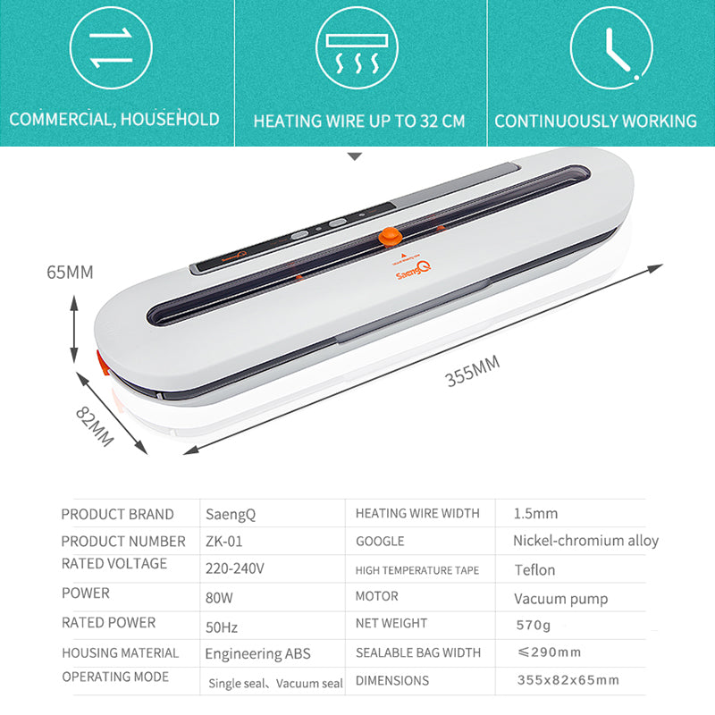 Automatic Vacuum Food Sealer Machine 80W by HitMyNeed