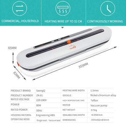 Automatic Vacuum Food Sealer Machine 80W by HitMyNeed