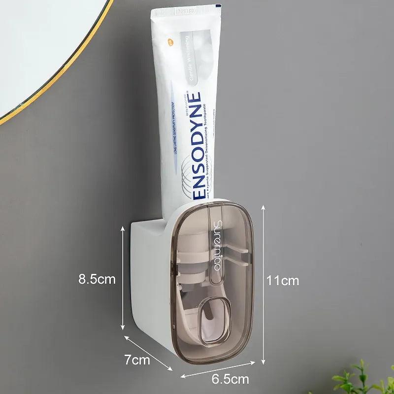 Automatic Wall-Mount Toothpaste Dispenser & Holder gray by HitMyNeed
