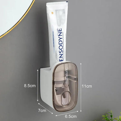 Automatic Wall-Mount Toothpaste Dispenser & Holder gray by HitMyNeed