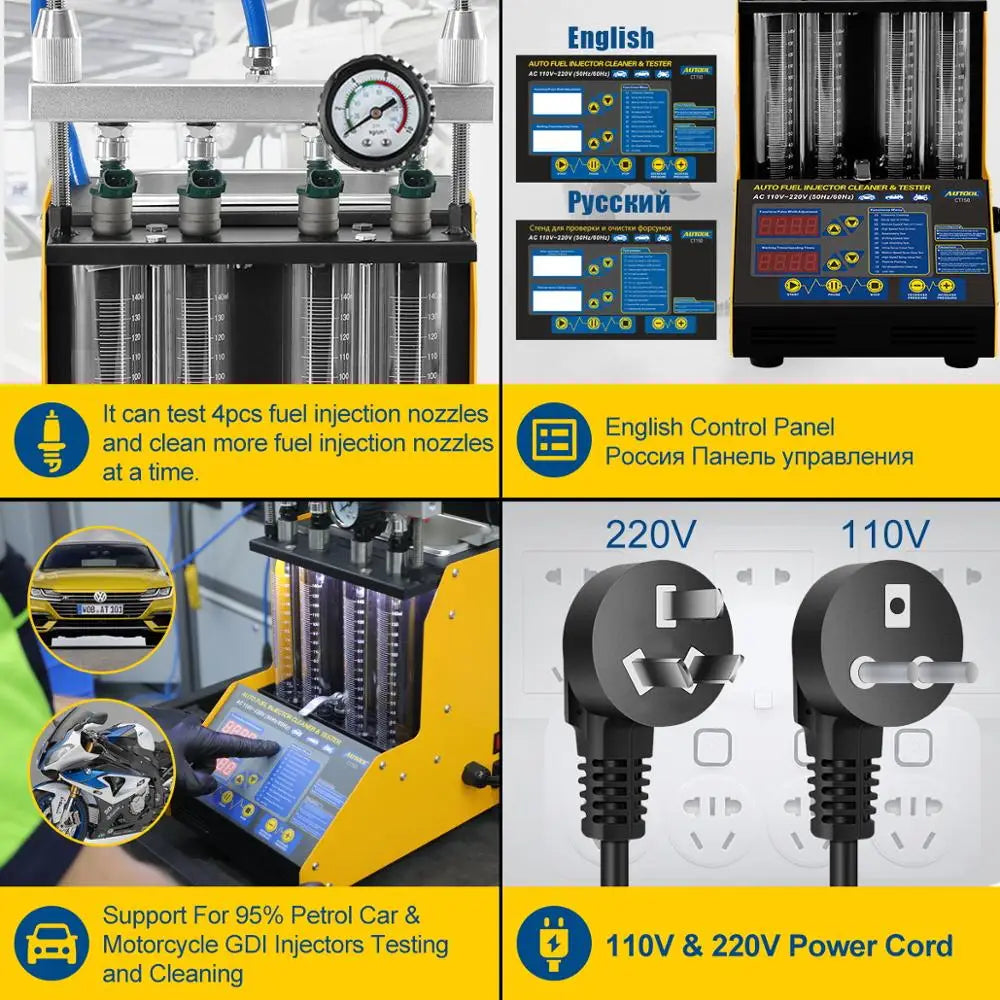 AUTOOL CT150 4-Cylinder Fuel Injector Cleaner & Tester by HitMyNeed