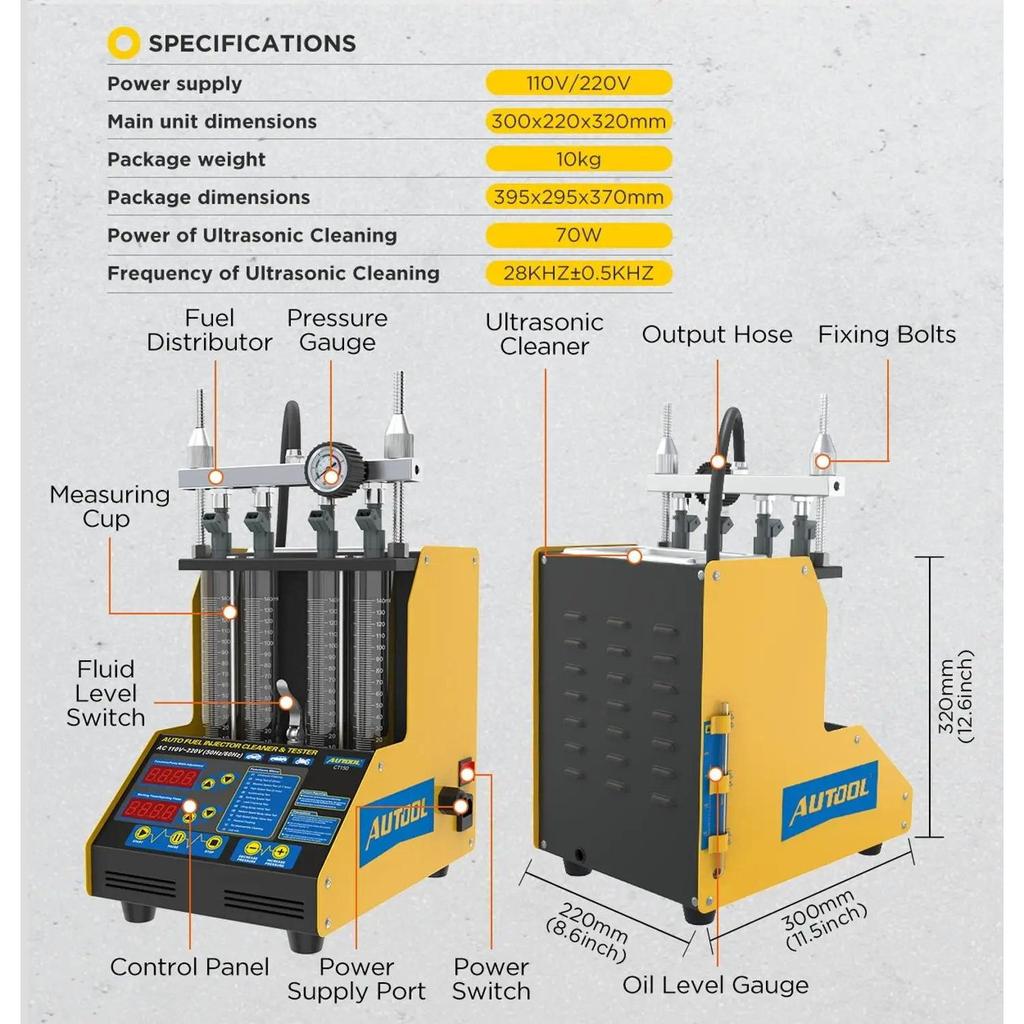 AUTOOL CT150 4-Cylinder Fuel Injector Cleaner & Tester by HitMyNeed